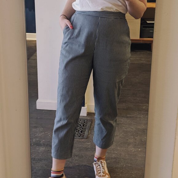 Alpha 60 cropped trousers railroad stripe pants - Picture 2 of 10